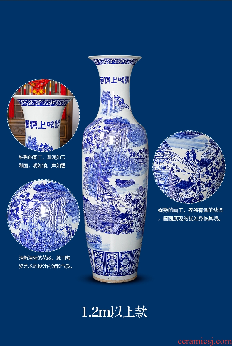 Imitation of classical jingdezhen ceramics celadon art big vase retro ears dry flower vase creative furnishing articles - 604243138380