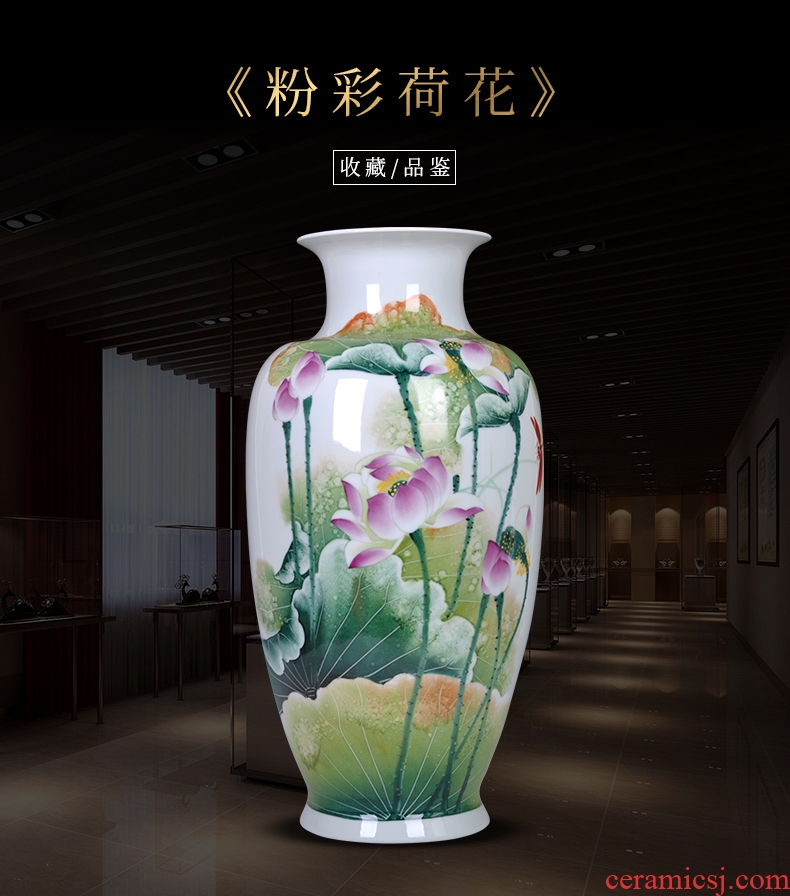 Jingdezhen ceramics of large vase Chinese red paint peony flowers prosperous hotel sitting room adornment is placed - 601928820384