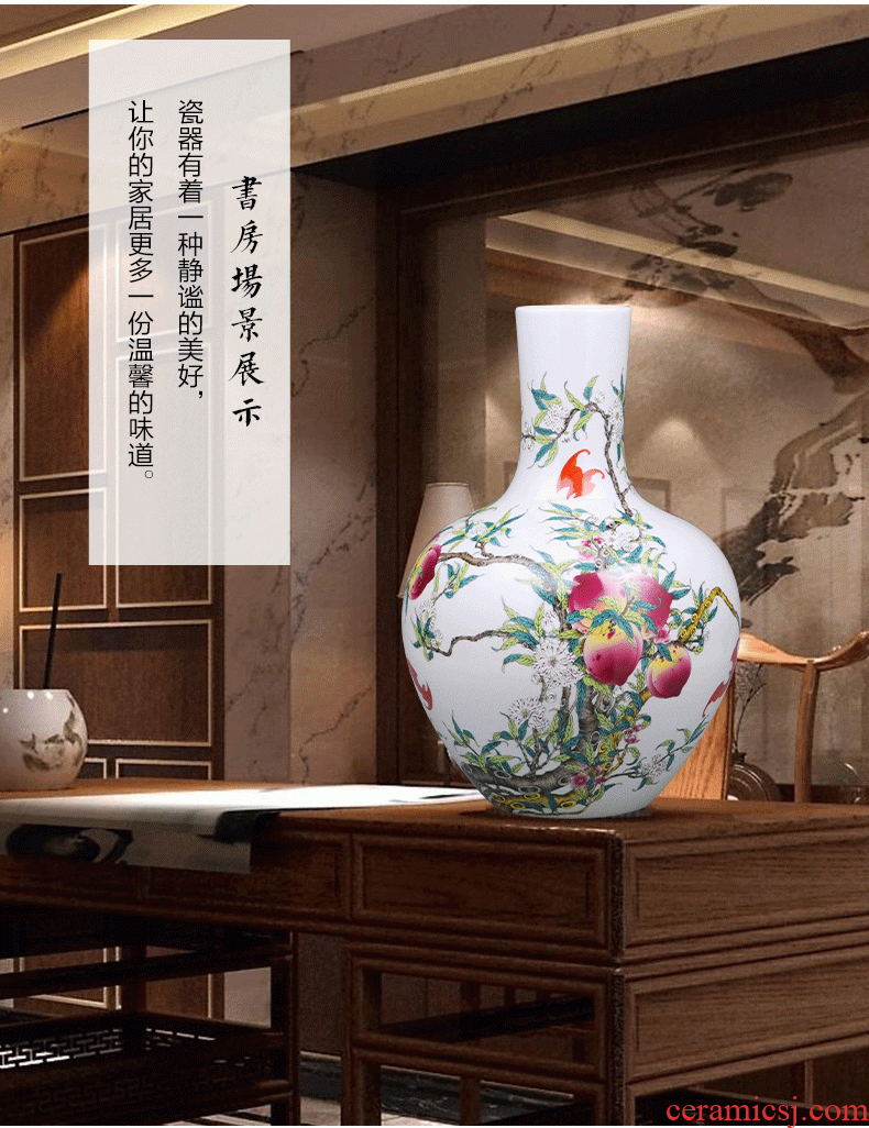 Jingdezhen chinaware big vase manual hand - made peony flower arranging new Chinese style living room TV cabinet decoration furnishing articles - 592129815241