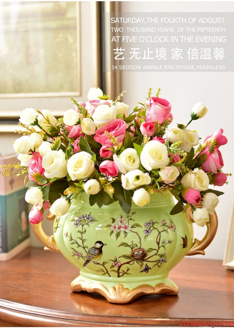 Ceramic vases, flower arrangement sitting room place I and contracted retro dry flower of large European jingdezhen porcelain pot - 570130368677