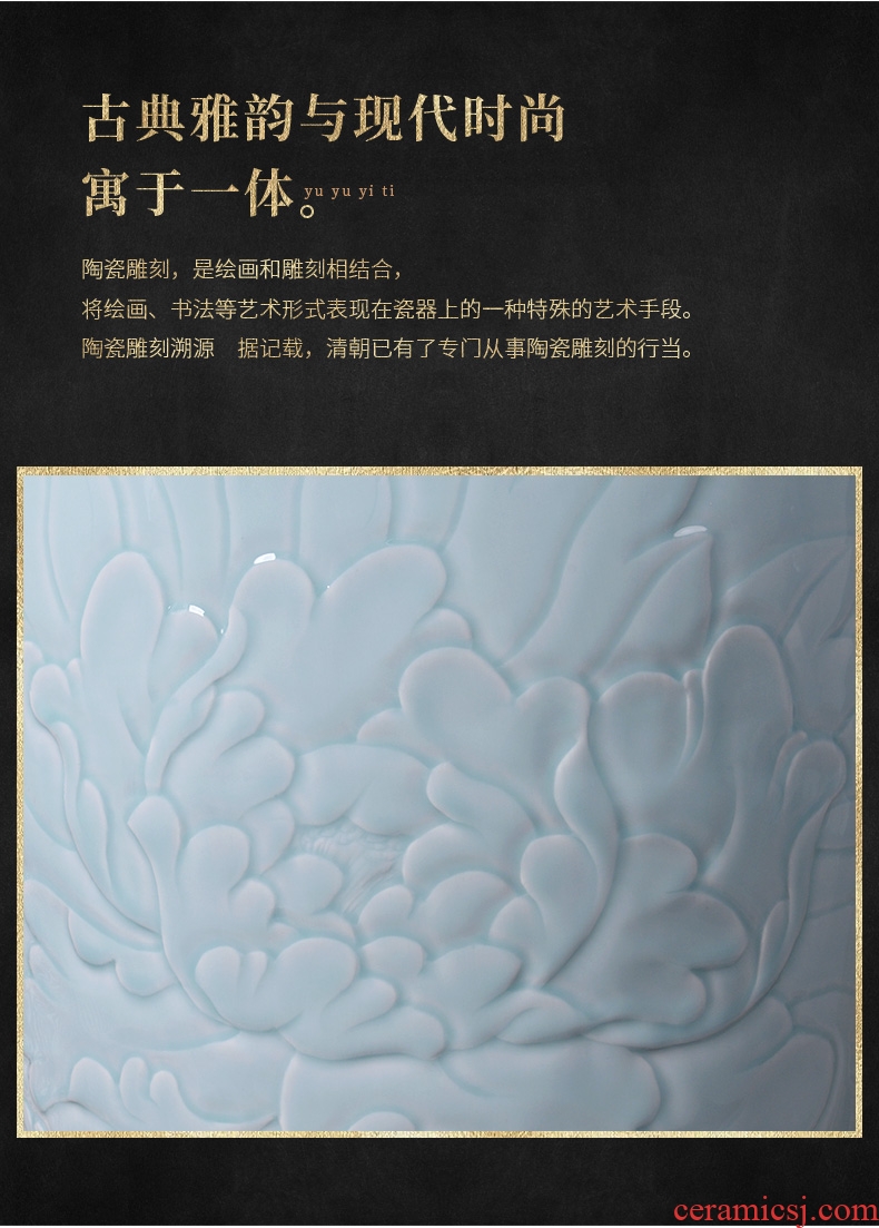 Jingdezhen ceramics hand - made pastel archaize floor hotel opening Chinese style living room big vase office furnishing articles - 599894190621