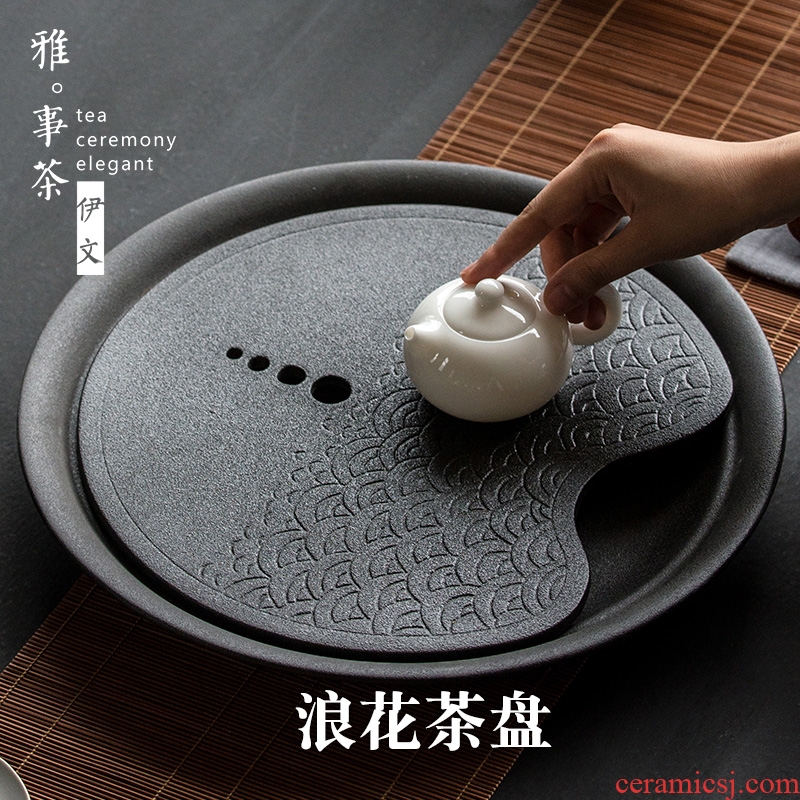 Coarse pottery tea tray a large pot of small round dry socket ceramic tea sea bubble tea kung fu tea set tray storage
