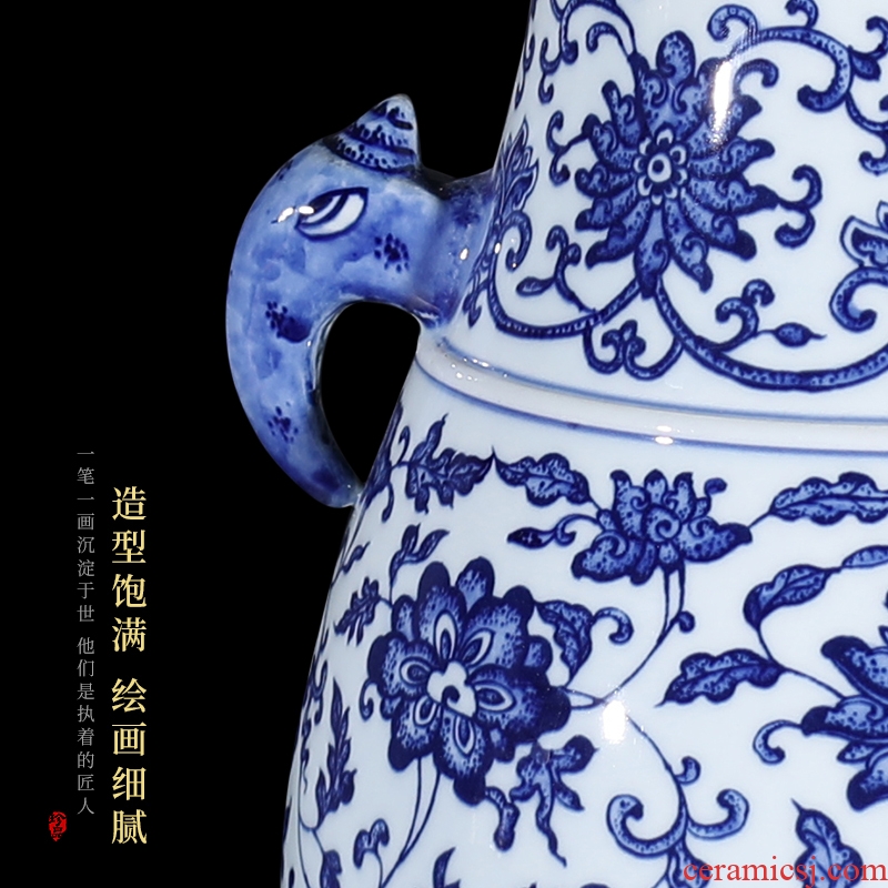 New Chinese style household vase antique blue and white porcelain in jingdezhen ceramics lily sitting room porch decoration furnishing articles