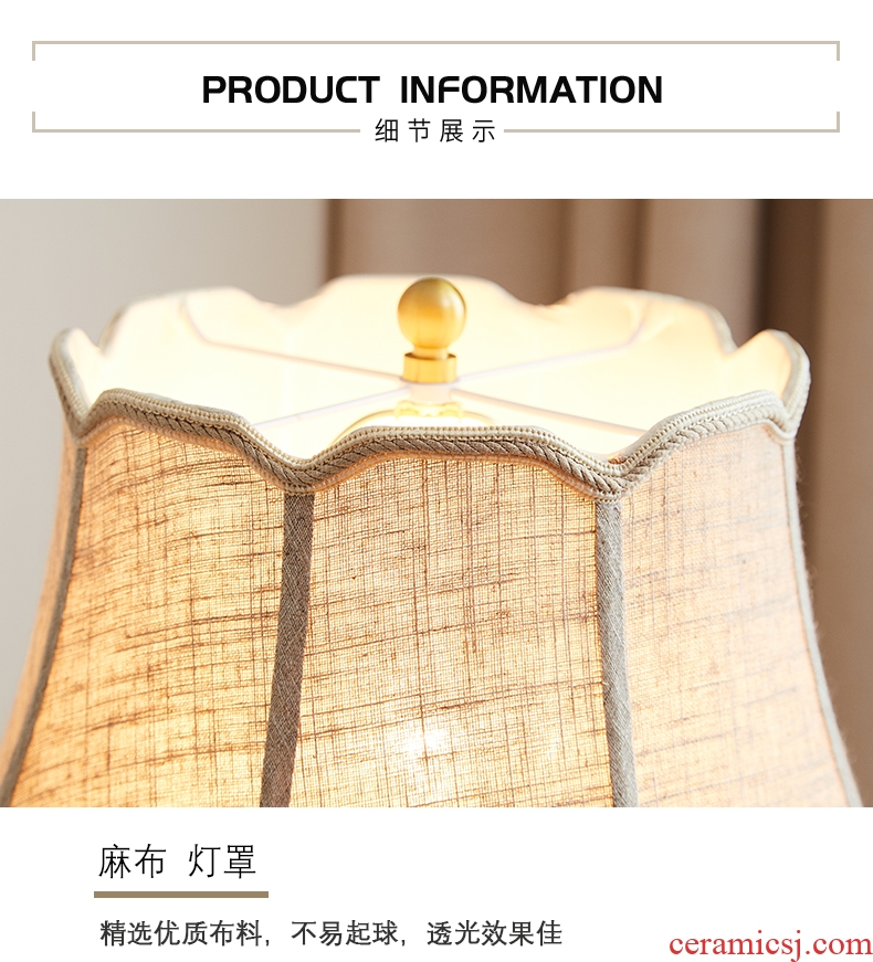 Ceramic lamp American key-2 luxury European - style villa new Chinese style restoring ancient ways Angle of what whole sitting room sofa copper lamp of bedroom the head of a bed