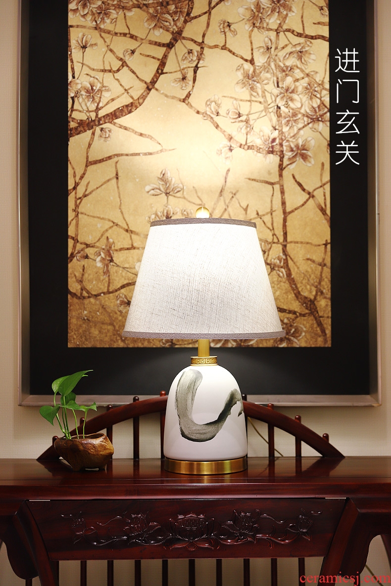 New Chinese style lamp ceramic decoration art study zen Chinese wind and I and contracted sitting room the bedroom of the head of a bed