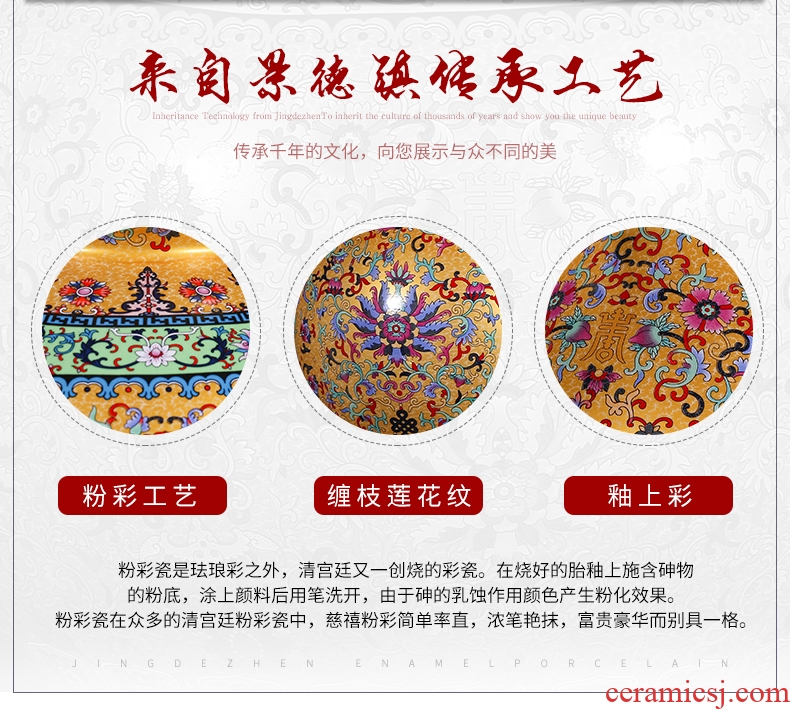 Jingdezhen ceramics famous hand - made famille rose after a large vase Chinese style living room decoration furnishing articles study - 592150908855