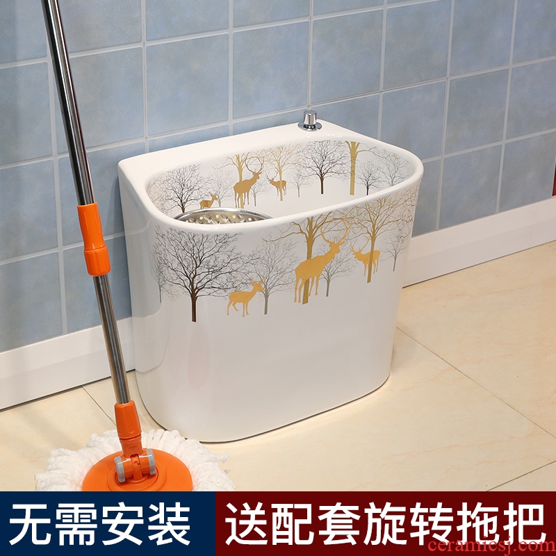 Million birds home balcony mop pool small ceramic mop pool automatic toilet basin of mop mop pool water