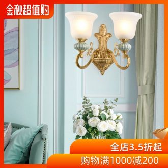 American whole copper ceramic wall lamp of the head of a bed european-style decorative light sitting room the bedroom of lamps and lanterns study corridor corridor wall lamp
