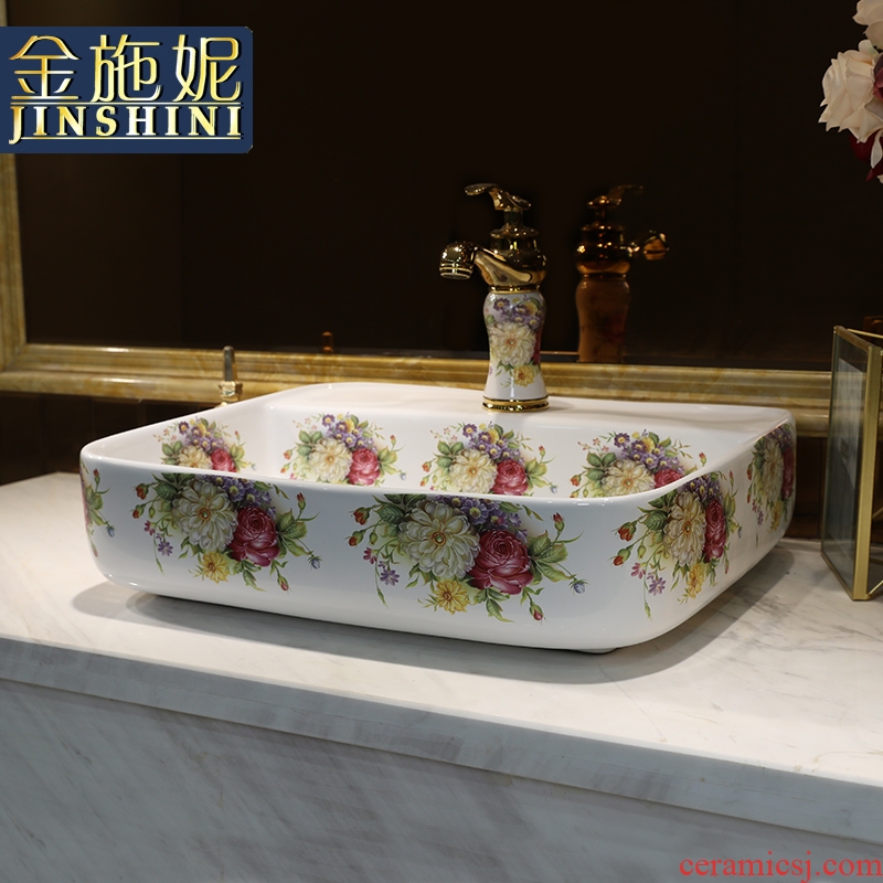 Ou rose stage basin rectangle lavabo home for wash gargle ceramic wash basin to trumpet art on the balcony