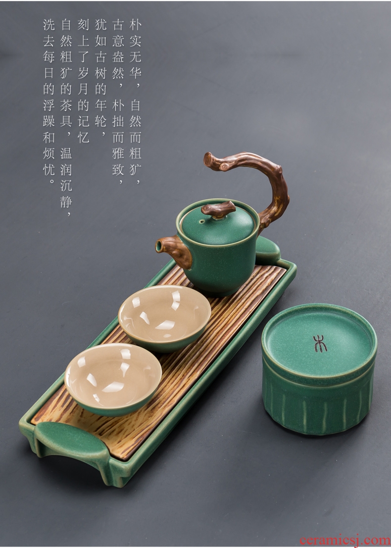 Kung fu tea set two small suit a pot of two ceramic tea tray household contracted office teapot dry tea table