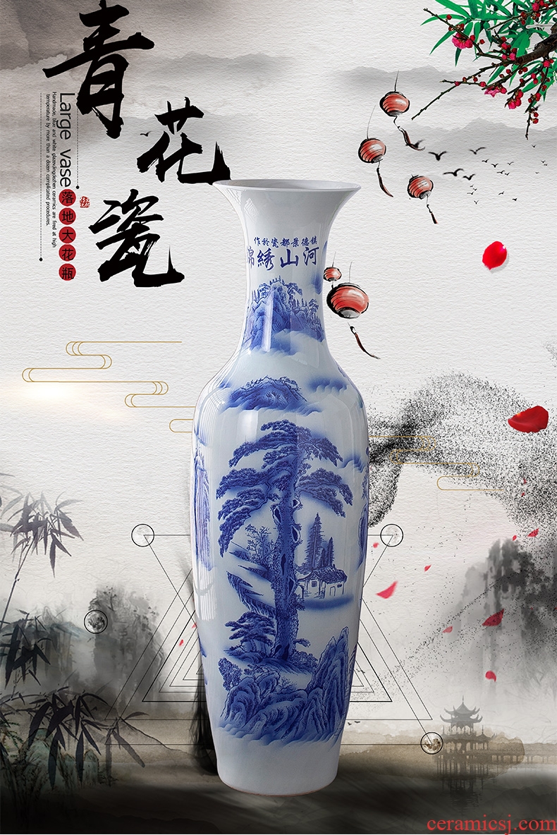 New Chinese style restoring ancient ways ceramic household vase creative living room decoration flower arranging containers dry flower is placed big desktop - 595481935034