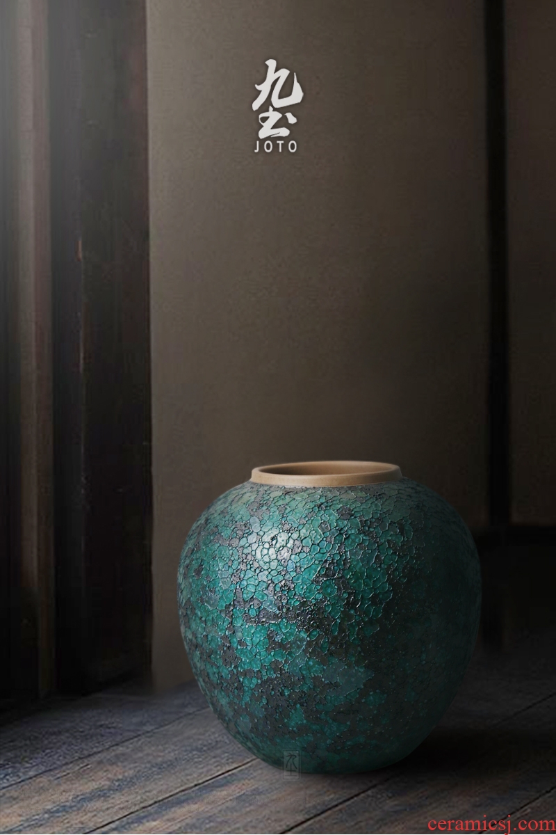 Imitation of classical jingdezhen ceramics celadon art big vase retro ears dry flower vase creative furnishing articles - 583154355335