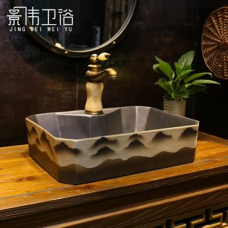 Ceramic lavatory art stage basin, black peaks on restoring ancient ways is the sink of household toilet wash basin