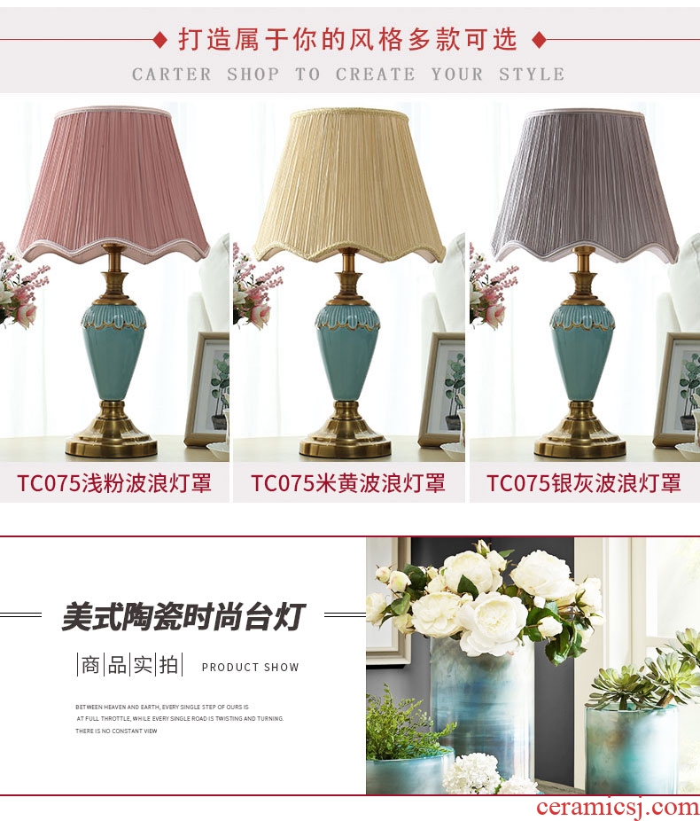 European-style bedroom ceramic table lamp contracted and contemporary creative household marriage room warm bed lamp American luxury