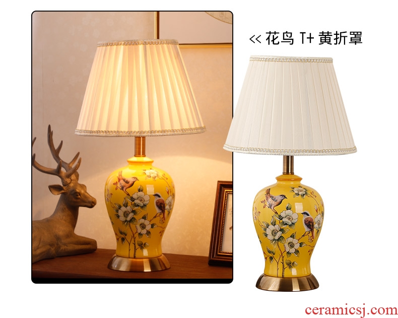 Ceramic lamp American bedroom living room study of new Chinese style restoring ancient ways European - style decorative lamps and lanterns is I warm bedside lamp