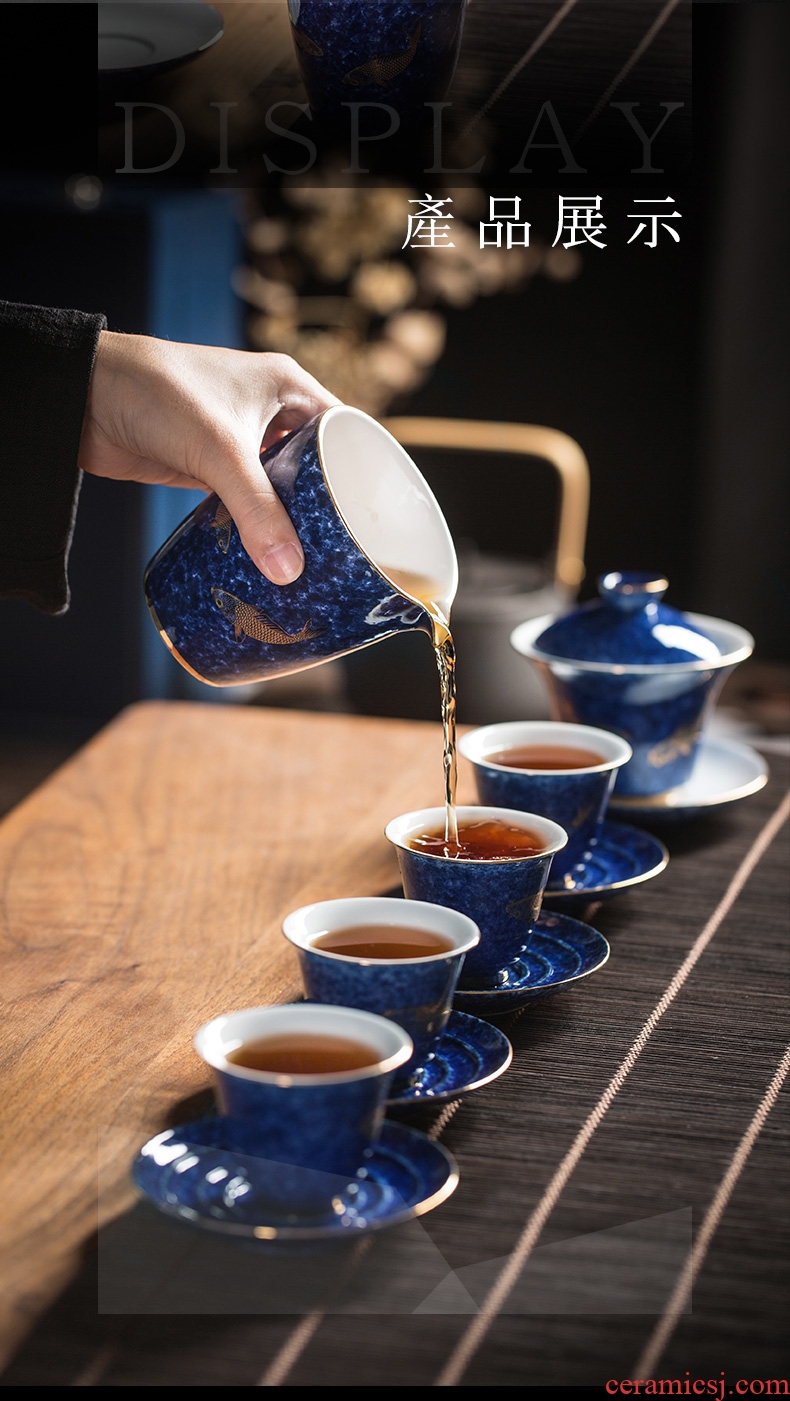 And Japanese tea set # ceramic tureen male cup contracted household tea wash cup of a complete set of gift boxes