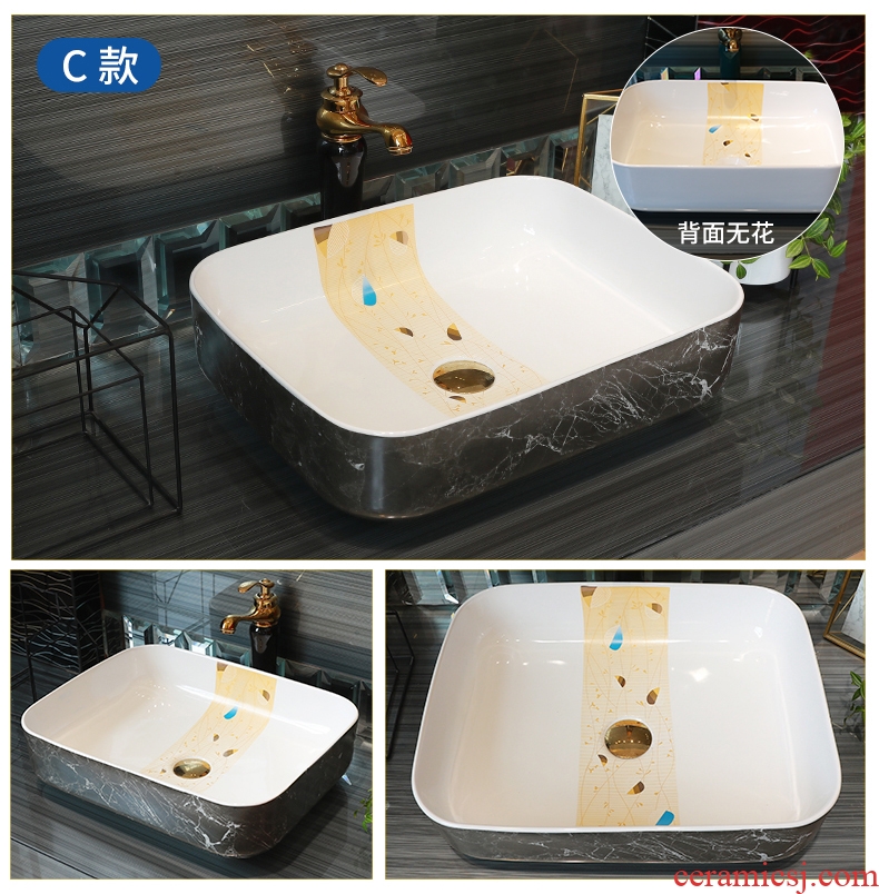 Contracted on the ceramic bowl lavatory square black marble basin of household toilet lavabo art