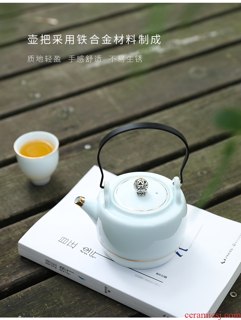 Imperial springs shadow ceramic tea pot of green tea pot to girder is domestic copper single pot of tea kettle Japanese kung fu tea set