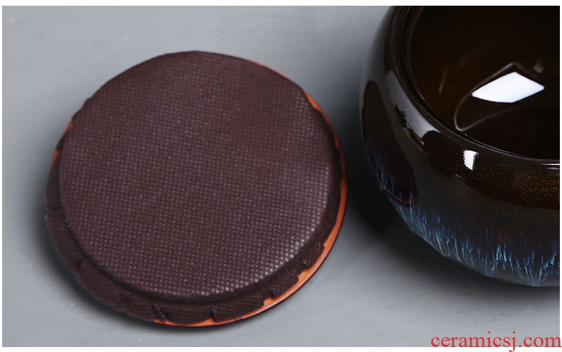 Auspicious edge caddy fixings red glaze ceramic small seal POTS stored pu - erh tea pot home portable tea boxes