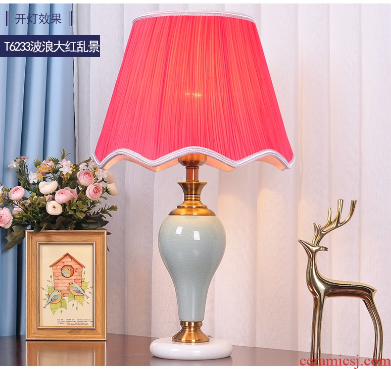 American ceramic desk lamp bedroom nightstand lamp sweet romance creative modern household remote control wedding decoration