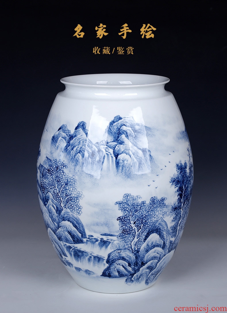 Jingdezhen ceramics vase study landscape painting and calligraphy tube scroll landing big office decoration furnishing articles - 601190407820