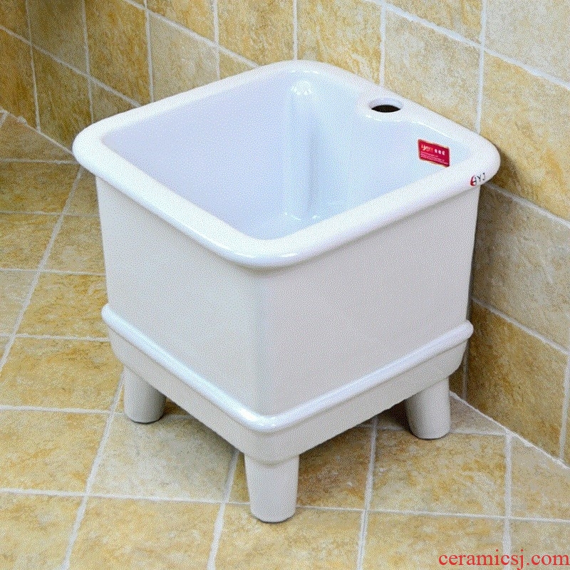 Automatic mop basin ceramic dual drive mop sink with faucet hole, rotating drop one mop the pier
