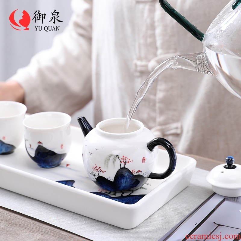 Imperial springs, hand - made up with household dehua ceramic teapot kung fu tea set white porcelain single pot of tea, little teapot