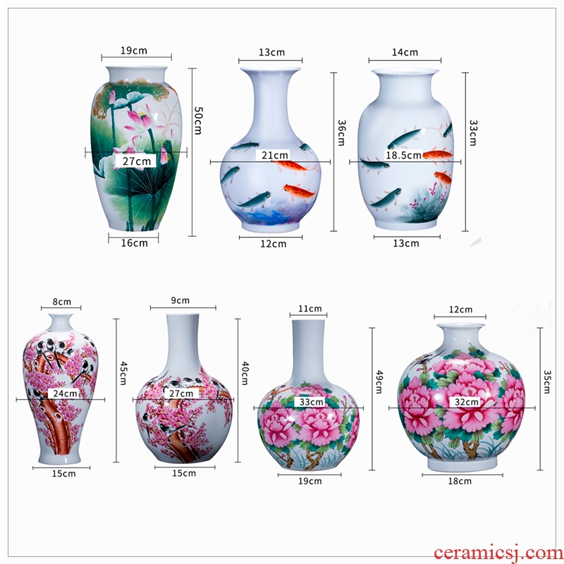 Jingdezhen famous master hand made lotus ceramics vase furnishing articles of new Chinese style decorates porch sitting room big furnishing articles