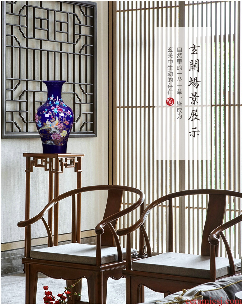 Jingdezhen ceramics of large red vase European - style villa living room decoration furnishing articles 1.2 meters large opening - 604920724124