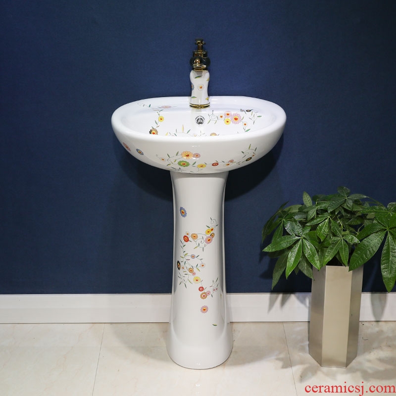 M beautiful art pillar basin one-piece sink basin of archaize floor ceramic lavatory floor type restoring ancient ways