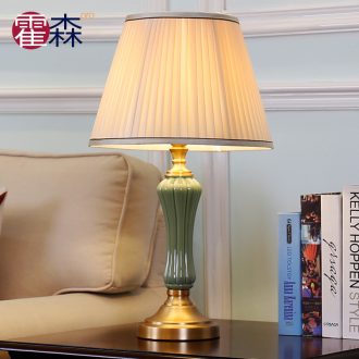 Full American cooper ceramic desk lamp contracted sitting room bedroom berth lamp fashion study warmth European - style decorative adjustable light