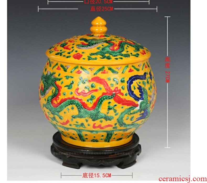 Classical continuous grain of archaize of jingdezhen ceramics powder enamel storage tank cover pot caddy fixings candy jar