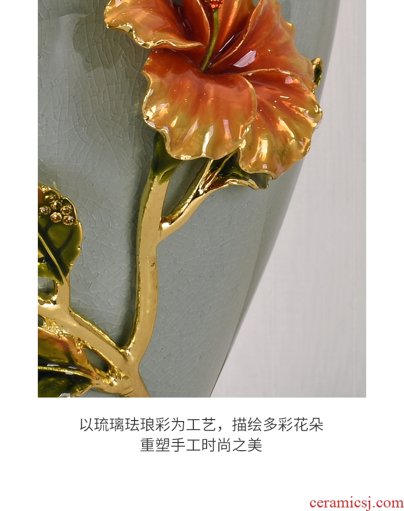 Full copper colored enamel lamp of new Chinese style American luxury European sitting room warm and creative ceramic lamp of bedroom the head of a bed