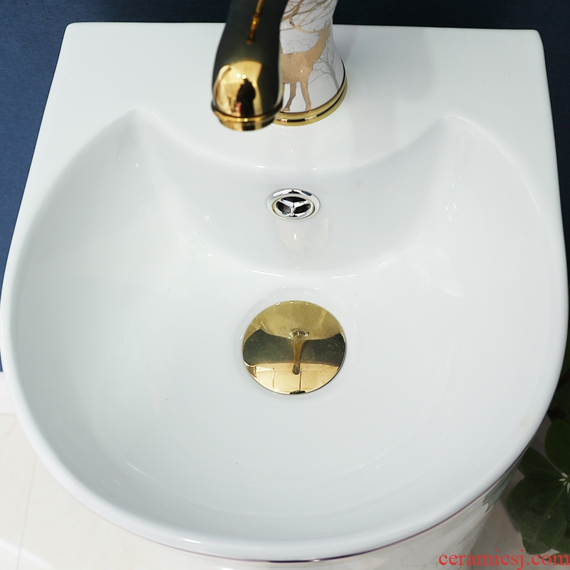 The sink basin of pillar type washs a face ceramic column balcony is suing toilet ground station pond basin courtyard