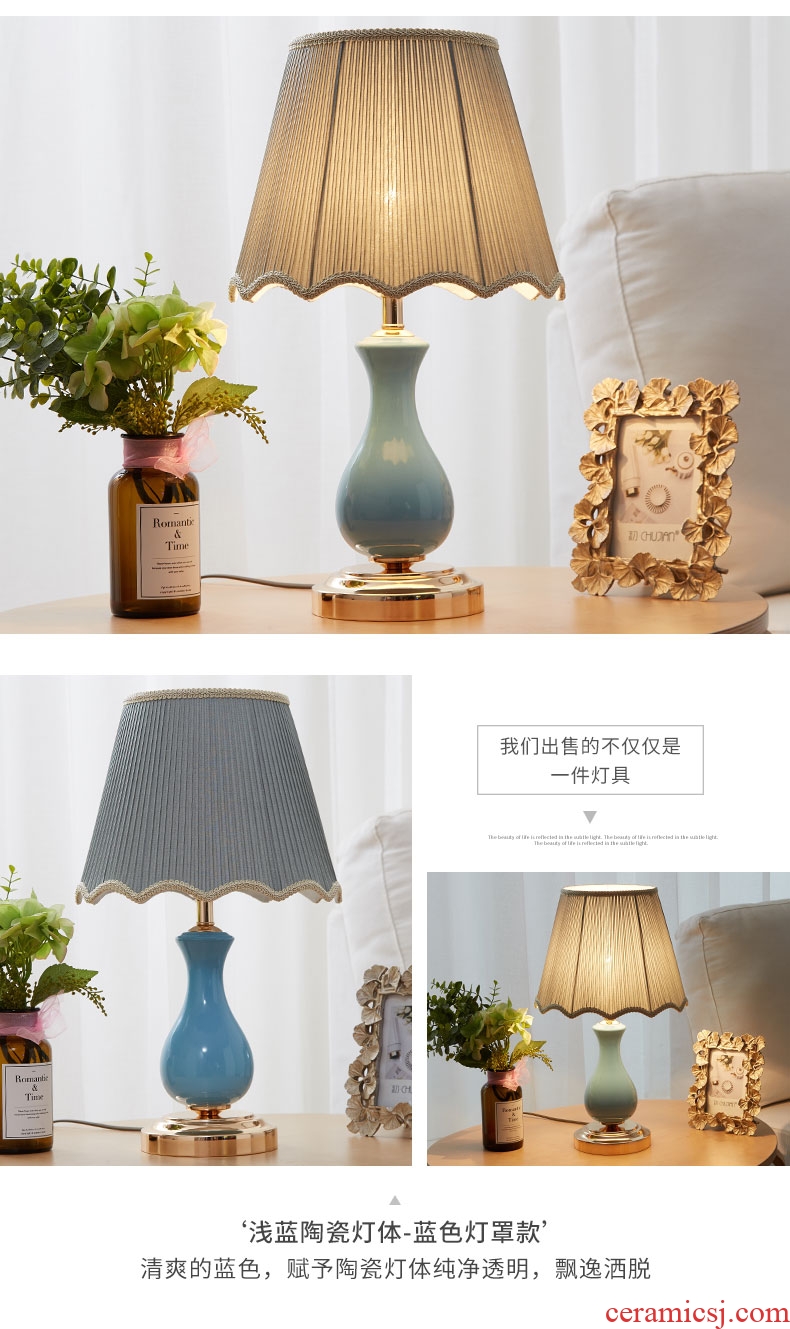 European small desk lamp lamp of bedroom the head of a bed in the sitting room is contracted and I American creative fashion warm marriage room ceramic lamp