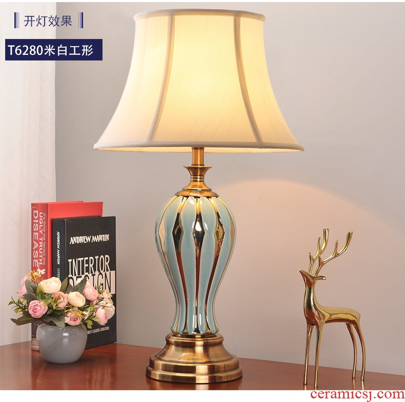 American bedroom lamp contracted individuality creative household berth lamp ceramic light key-2 luxury marriage room sitting room adornment lamps and lanterns
