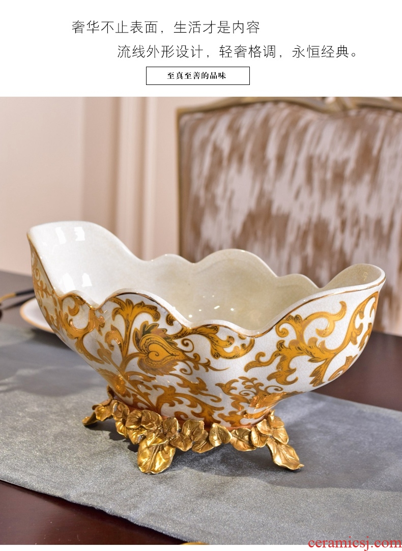 Murphy American light luxury classical painting ceramics with copper big fruit bowl basin of contemporary sitting room home furnishing articles of dried fruit