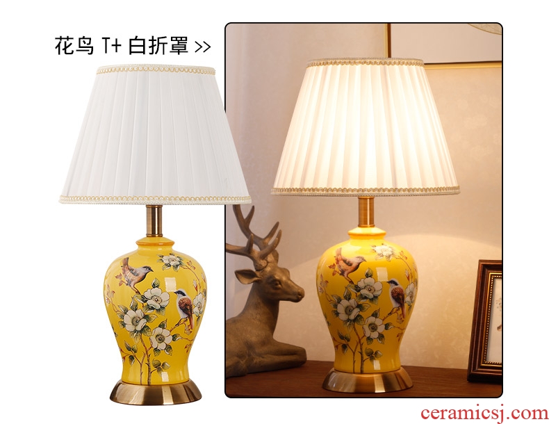 Ceramic lamp American bedroom living room study of new Chinese style restoring ancient ways European - style decorative lamps and lanterns is I warm bedside lamp