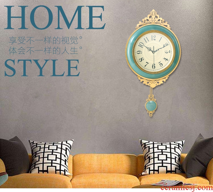 Ceramic metal wall clock fashionable sitting room wall decoration clock atmosphere of creative personality supe home European clock