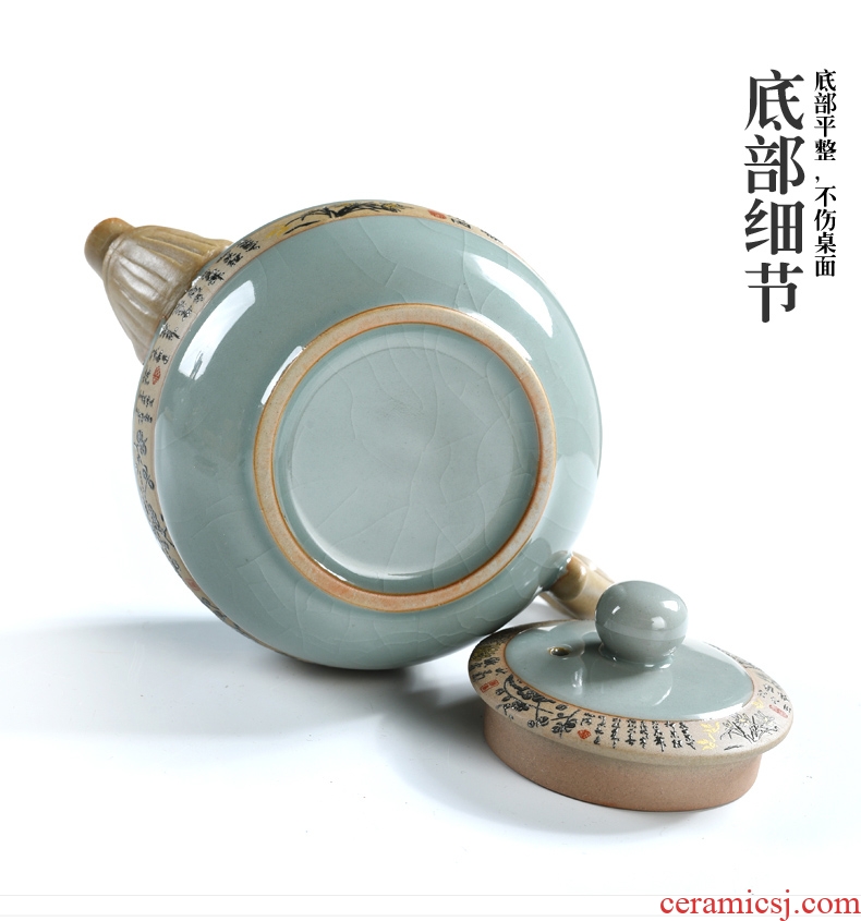 Beauty cabinet elder brother kiln ceramic teapot single pot of contracted open tea cups kung fu tea set household of Chinese style tea