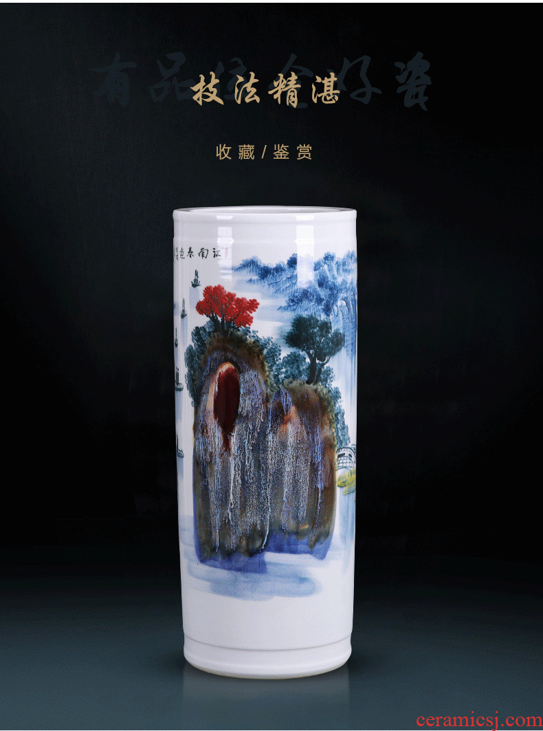 Jingdezhen ceramic of large vases, antique hand - made famille rose blooming flowers, goddess of mercy bottle of large vase - 591909522275