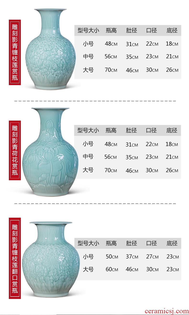 Jingdezhen chinaware big vase manual hand - made peony flower arranging new Chinese style living room TV cabinet decoration furnishing articles - 605690839550