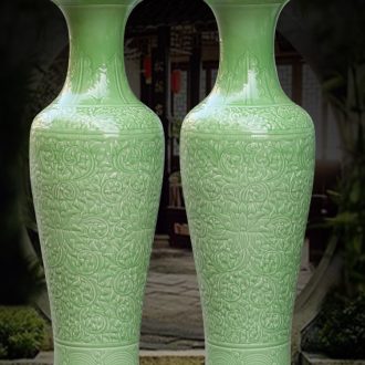Jingdezhen sitting room of large vases, green glazed pottery, porcelain carved decorations study large hotel gift furnishing articles
