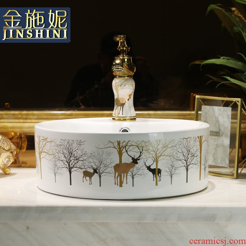 Ceramic art on the stage that wash basin of household toilet lavabo lavatory small circular north European for wash basin