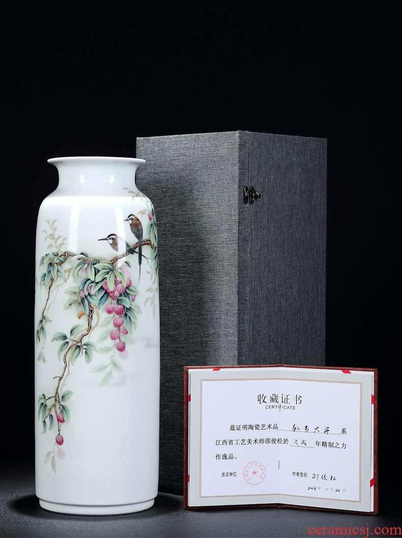 Jingdezhen ceramic hand - made big vase inserted dried flower powder enamel Chinese style furnishing articles, the sitting room porch household porcelain ornaments - 598850983708