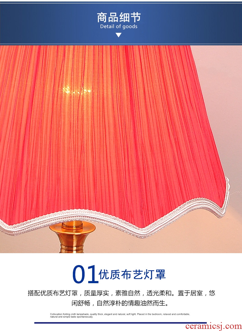 The Desk lamp of bedroom the head of a bed lamp American ceramic warm romantic ideas that move light red modern wedding decoration