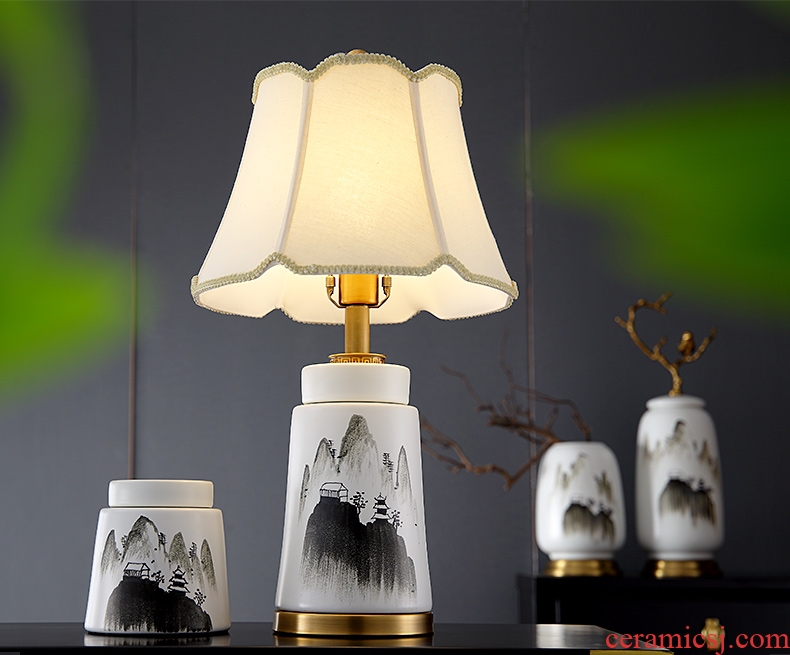 Lamp act the role ofing furnishing articles form a complete set of new Chinese style ceramic vases, cut the modern minimalist art hand-painted decorative landscape painting