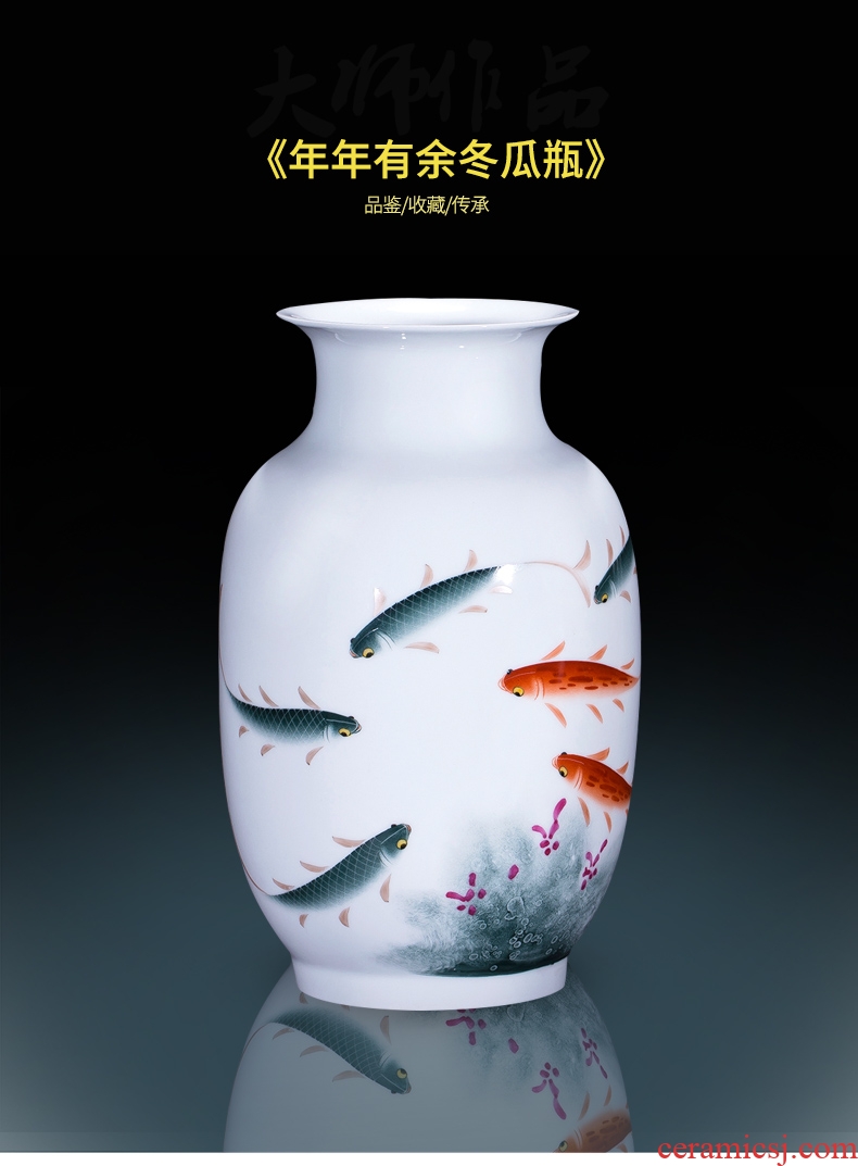 Jingdezhen famous master hand made lotus ceramics vase furnishing articles of new Chinese style decorates porch sitting room big furnishing articles