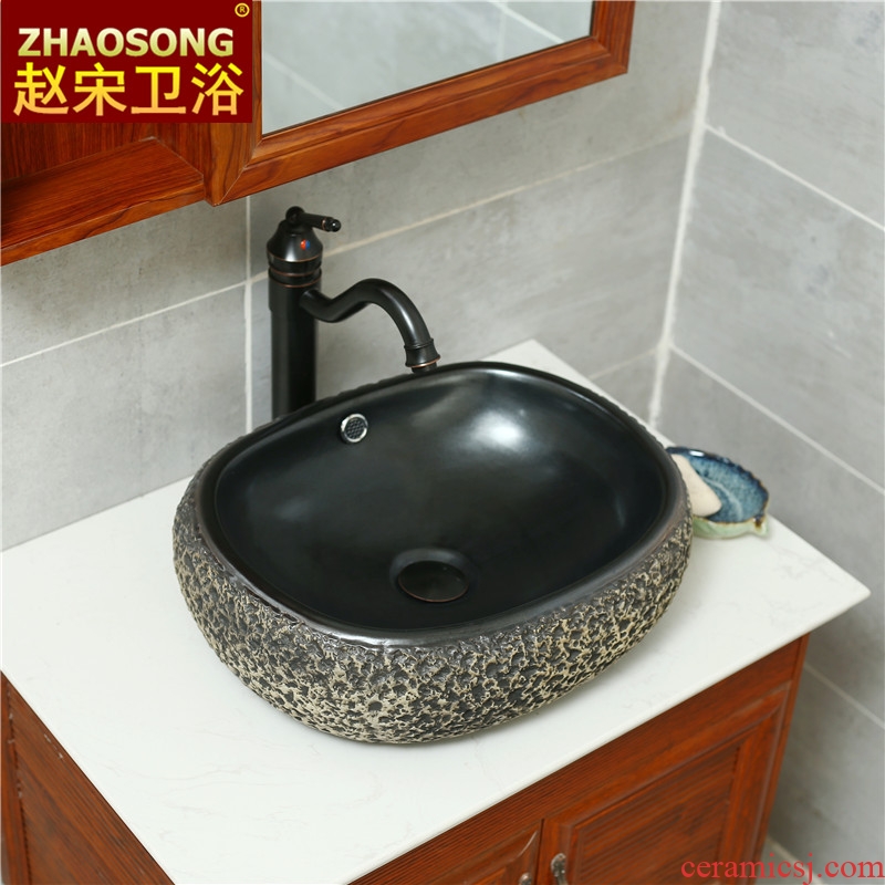 New Chinese style restoring ancient ways household creative ceramic lavabo elliptical lavatory balcony of toilet stage basin rocks