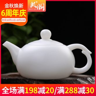 Beauty cabinet manual white marble porcelain household kung fu tea set ceramic teapot shih white porcelain tea pot of single pot